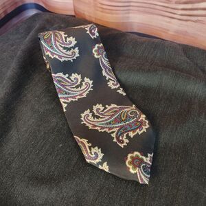 Men's Barry Manufacturing Paisley Black/Multi-Color Suit Tie 100% Silk OS